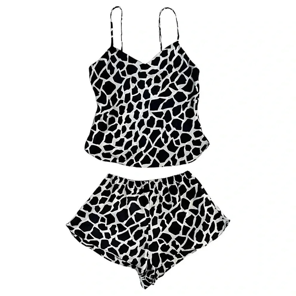 VINTAGE Black & White Satin Pajama’s Set